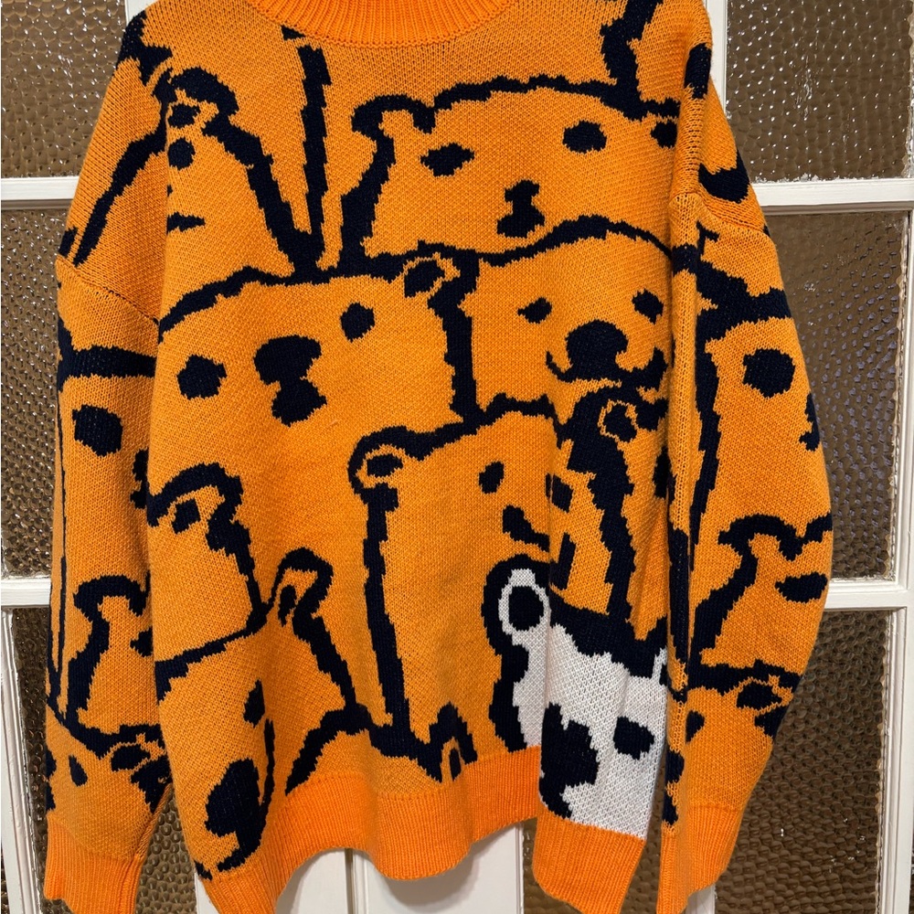 Aelfric Eden Orange Bear Pattern Sweater